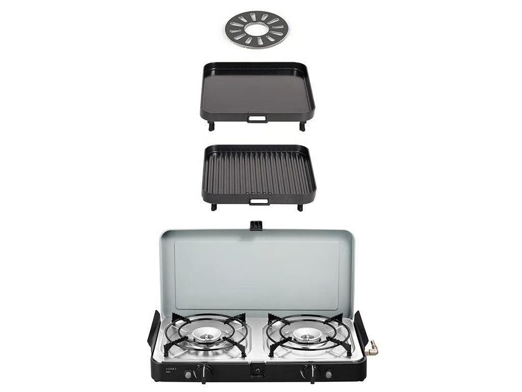 2 Cook 3 Pro Deluxe Portable 3 Piece Gas Barbeque / Camp Cooker