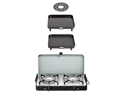 2 Cook 3 Pro Deluxe Portable 3 Piece Gas Barbeque / Camp Cooker